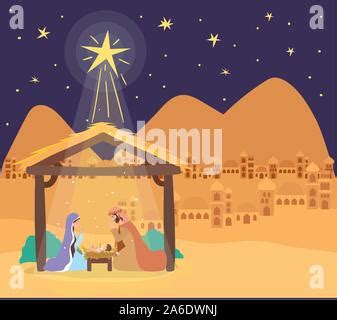 manger wooden stable with star in desert Stock Vector Image & Art - Alamy