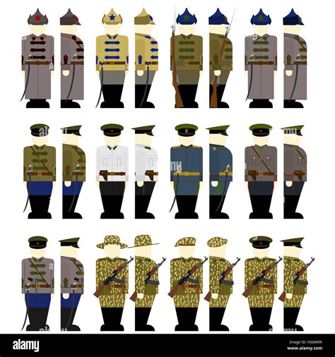 Uniforms and insignia of border guards in the Soviet Union. The illustration on a white ...