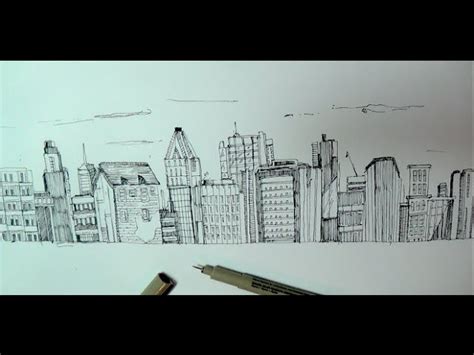 New York Skyline Silhouette Drawing at PaintingValley.com | Explore ...