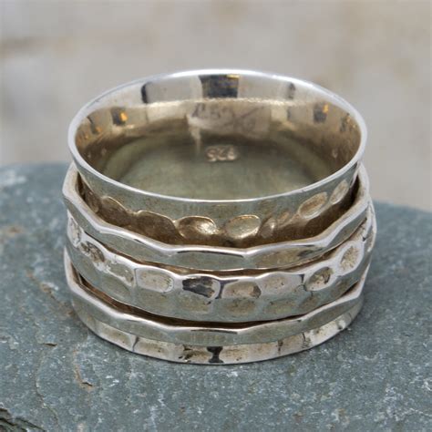 Silver Hammered Spinning Ring buy online jewellery