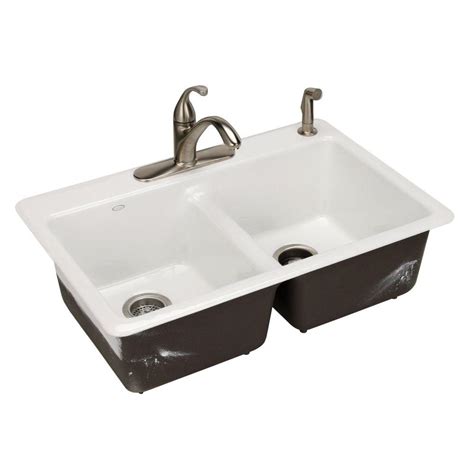 Kitchen Sinks Drop In 21X24 Deep : Elkay LRAD25055 Gourmet 33" Double Basin Drop In Stainless ...