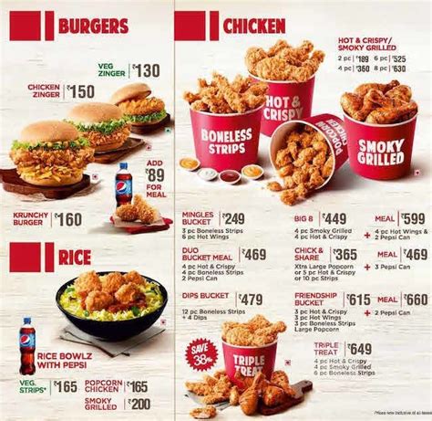 Pin em Bucket Kentucky Fried Chicken Menu