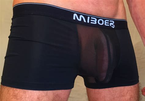 Mens Boxer Briefs With See Through Front Pouch Black or Navy | Etsy