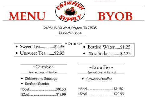 Online Menu of Crawfish Supply Restaurant, Dayton, Texas, 77535 - Zmenu