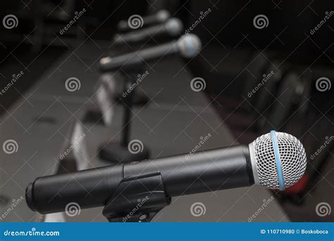 Microphones in Press Conference Room Stock Photo - Image of public, discussion: 110710980