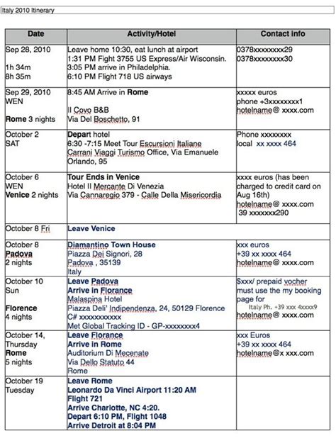 Travel Itinerary Templates - Word Excel Fomats | Travel itinerary ...