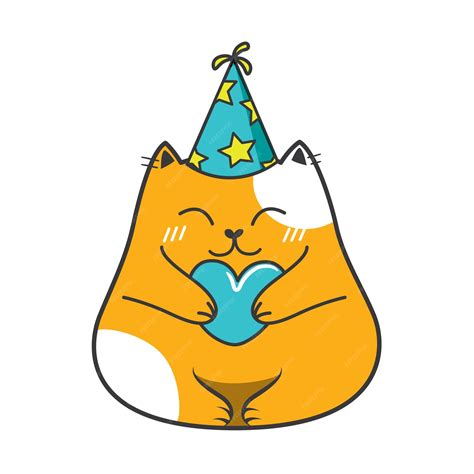 Premium Vector | Fat cat birthday party. Doodle illustration. Vector stock illustration.