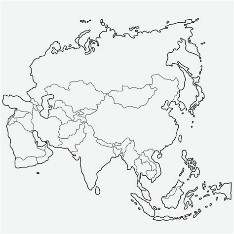 a black and white map of asia with all the countries marked in it's borders