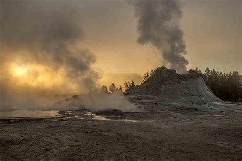 geyser at sunrise in Yellowstone - Pentax User Photo Gallery