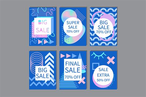 Sale Cards Set Memphis style | Card Templates ~ Creative Market