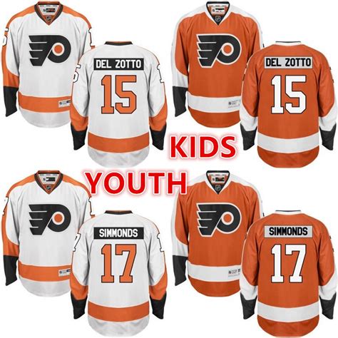 2017 2016 Youth Philadelphia Flyers Jerseys 15 Del Zotto 17 Wayne ...