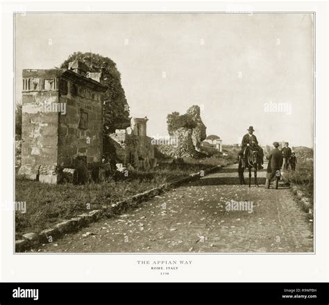 Rome, Italy, The Appian Way, Antique Italian Photograph, 1893 Stock ...