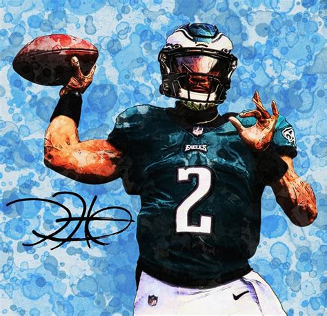 Jalen Hurts Eagles QB Watercolors Digital Art by Bob Smerecki - Fine Art America