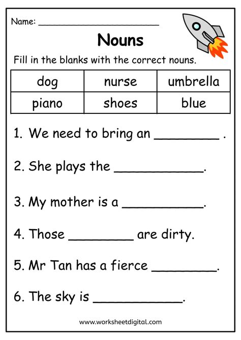 Nouns Worksheet - Worksheet Digital