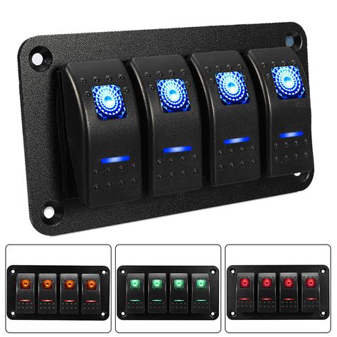 Universal 4 Gang LED Rocker Switch Panel Waterproof IP65 for 12V-24V RV ...