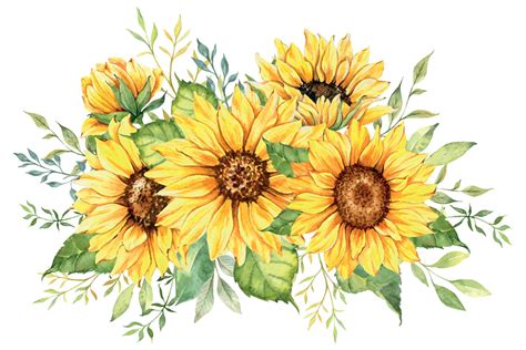 Watercolor Bouquet Watercolor Sunflower Watercolor Clipart | My XXX Hot Girl