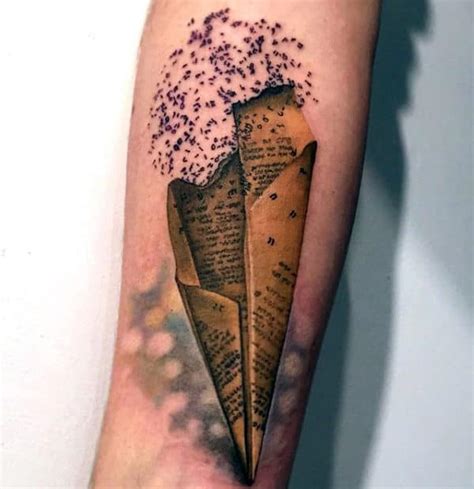 60 Paper Airplane Tattoo Designs For Men - Cool Ink Ideas