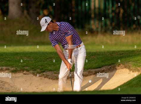 Billy Horschel (USA) 18th bunker during the BMW PGA Championship 2022 ...