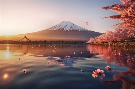 Premium AI Image | sunrise over mt fuji