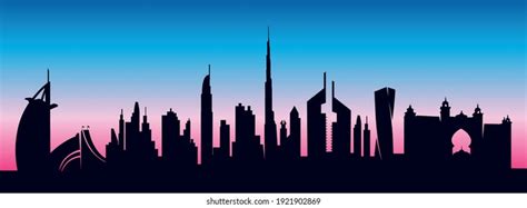 Dubai Skyline Silhouette Vector Illustration Stock Vector (Royalty Free) 1921902869 | Shutterstock