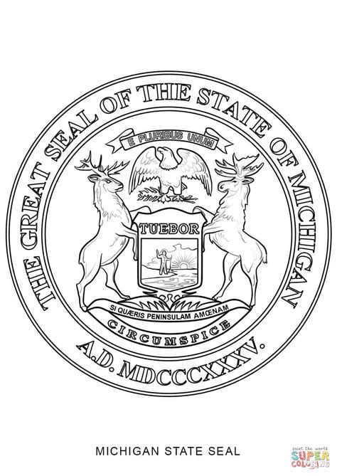 Michigan State Seal coloring page | Free Printable Coloring Pages