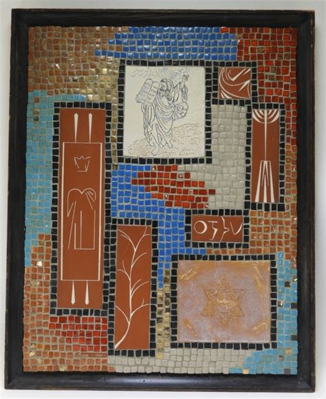 Lot - MCM Judaic Mosaic of Moses & Ten Commandments