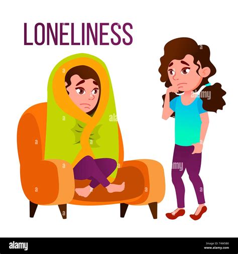 Loneliness Cartoon Vector Poster Template With Text Stock Vector Image & Art - Alamy