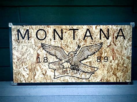 Montana State Founding and Motto Wood Sign. oro Y Plata gold and Silver ...