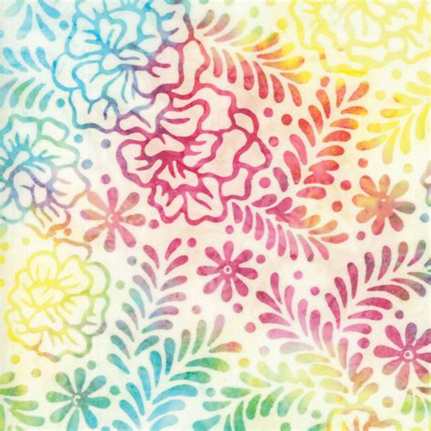 Salsa Batik Fabric – Moda Fabric – Half Yard – White with Greens, Teals, Pinks and Yellows ...