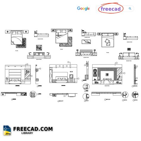 Bedroom Interior Detailed AutoCAD Blocks In Format DWG, 42% OFF