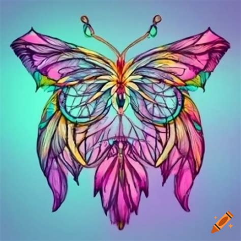 Butterfly dreamcatcher tattoo design