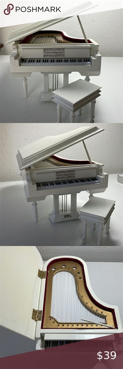 Miniature Grand Piano Music Box White