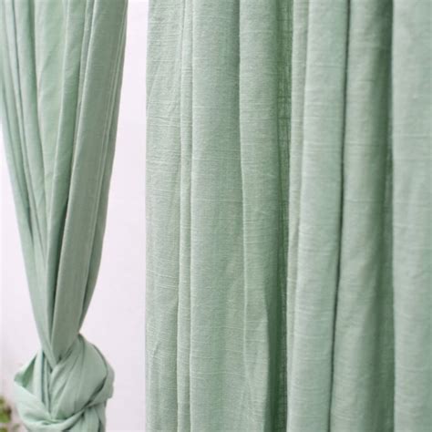 Two panel Washed Curtain Sage Green Curtains For Living Room | Etsy