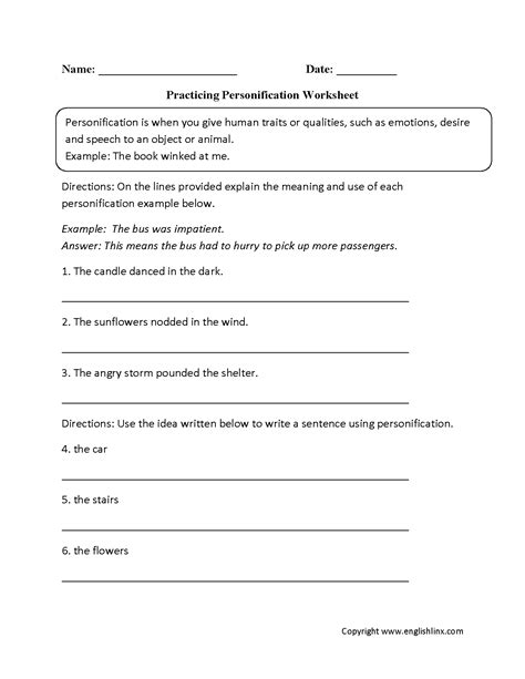 15 Best Images of Personification Worksheets For Students ...