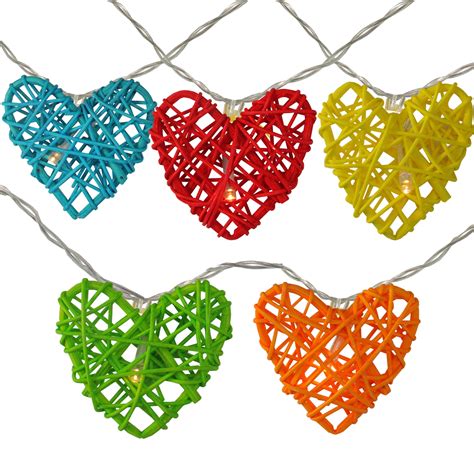 Northlight 10ct Battery Operated Valentine's Day Heart LED String Lights Warm White - 4.5' Clear ...