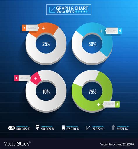 Infographic arrow diagram graph chart on blue Vector Image