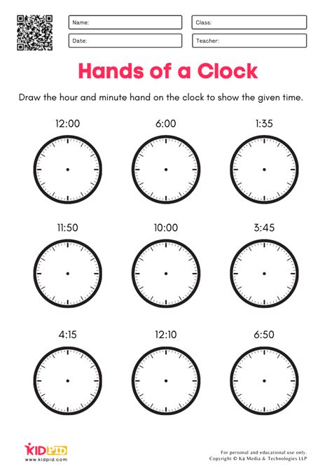 Telling Time on a Clock Math Worksheets for Kids - Kidpid