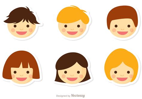 Niños Face Vector Pack 1 83821 Vector Art at Vecteezy