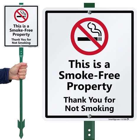 This is a Smoke Free Property Sign & Stake Kit for Yard, SKU: K-7355