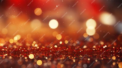 Premium AI Image | Red Christmas Background with Golden Glitter