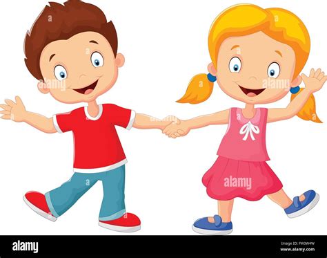 Cartoon little kids holding hand Stock Vector Image & Art - Alamy