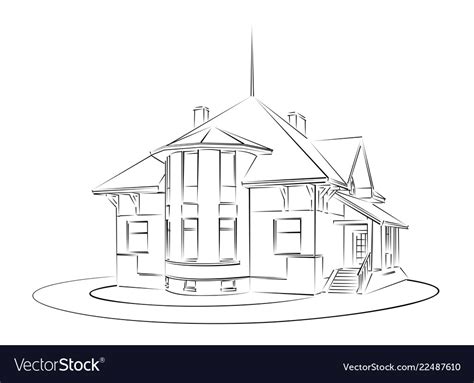 Sketch of country house Royalty Free Vector Image