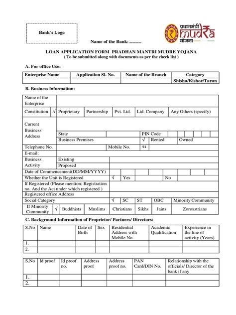 Common loan Application form Under Pradhan Mantri MUDRA Yojana.docx | Credit (Finance ...