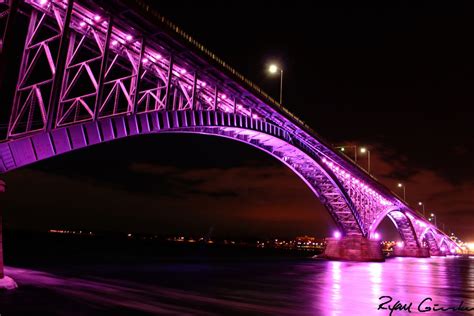 The Peace Bridge on Valentine's Day in Buffalo, NY overlooking Fort Erie, Canada. Scenes of ...