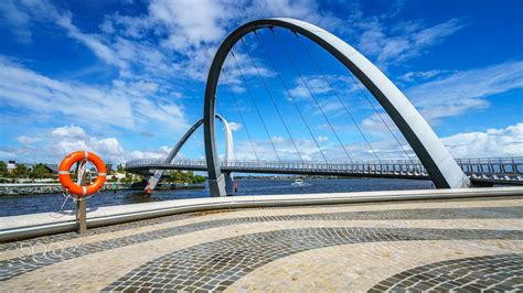 elizabeth quay bridge, perth, australia - perth, australia: elizabeth quay bridge and an orange ...