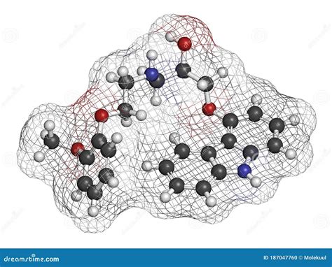 Carvedilol Congestive Heart Failure Drug Molecule. Atoms are Represented As Spheres with ...