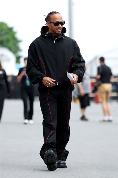 Lewis Hamilton Hits Grand Prix in Black Tracksuit and Leather Boots – Footwear News