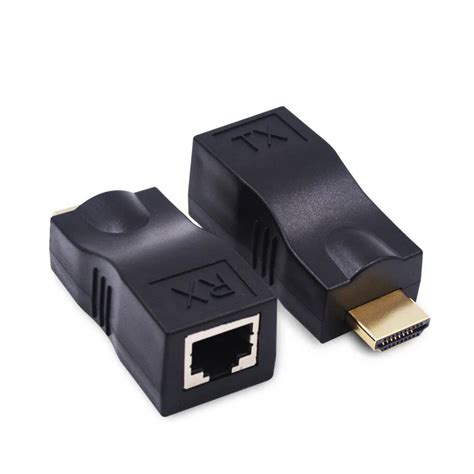 1 Pair 1080P 3D HDMI Extender to RJ45 Over Cat 5e/6 Network LAN ...