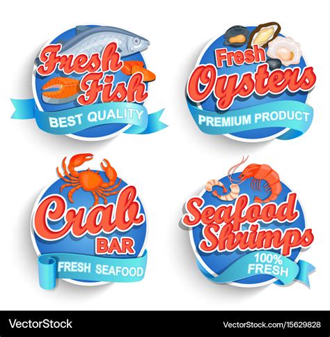 Set of fresh seafood logo Royalty Free Vector Image