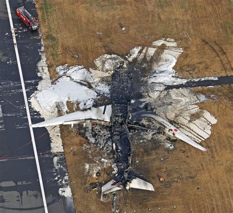 Aerial images of the wreckage of JAL516 : r/aircrashinvestigation